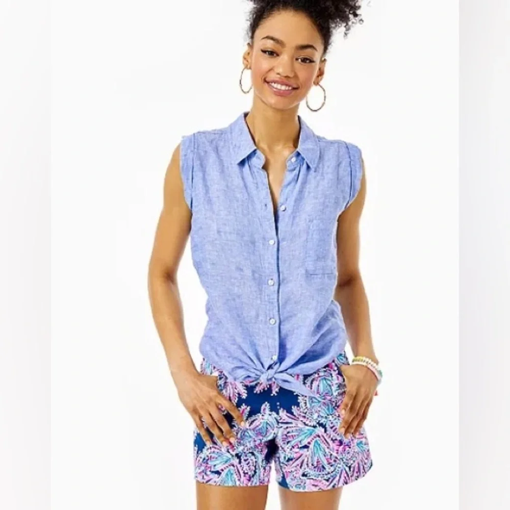 Lilly Pulitzer 100% Linen Breelyn Button Down - Picture 2 of 9